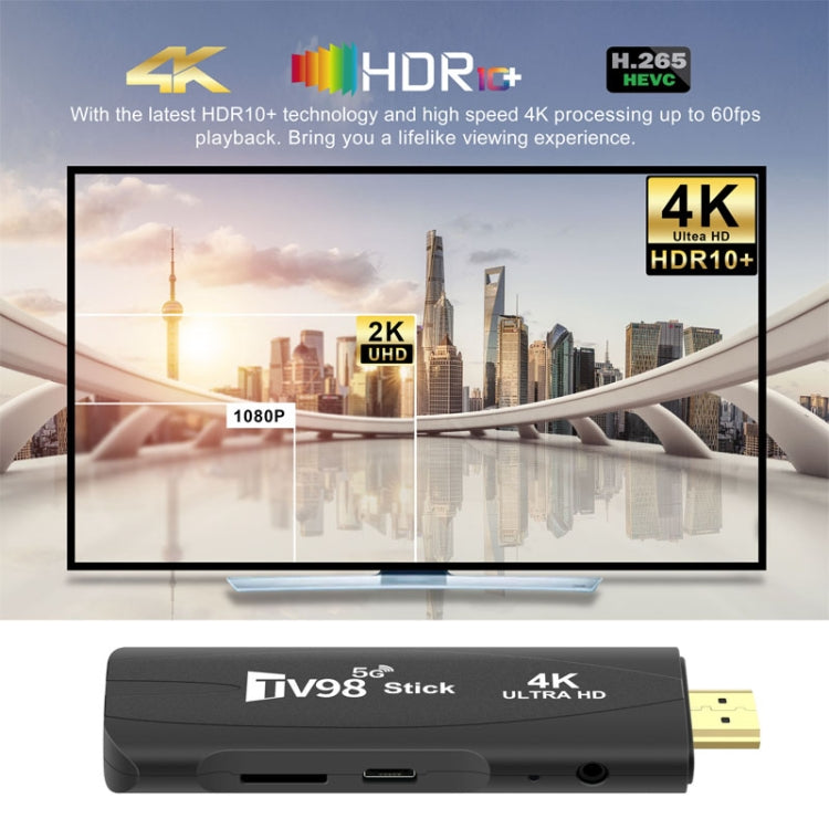 TV98 Rockchip 3228A Quad Core 4K HD Bluetooth Android TV Stick, RAM:2GB+16GB(US Plug) - HoMEdemic™ 