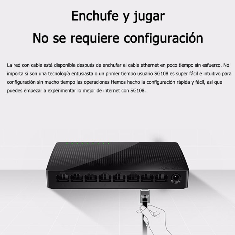 Tenda SG108 100/1000M Desktop Network Switch 8 Port Gigabit Desktop Switch Ethernet Switch LAN Hub(EU Plug) - HoMEdemic™ 