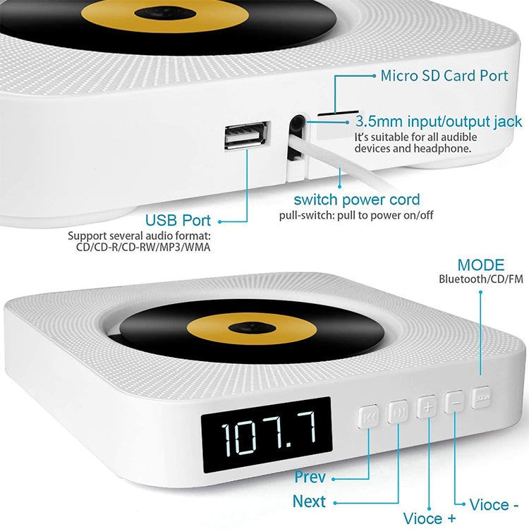 The Second Generation Portable Digital Display Bluetooth Speaker CD Player with Remote Control, Digital Display - HoMEdemic™ 