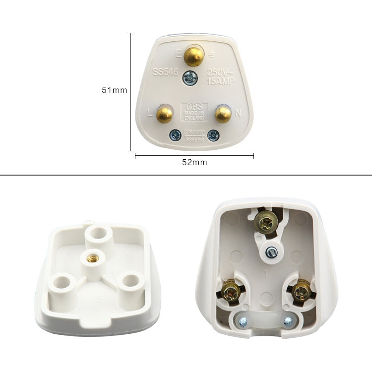 Three Pin Cylinder 15A Power Plug, UK Plug - HoMEdemic™ 