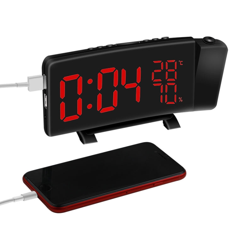 Three-color Projection Radio Alarm Clock USB Digital Alarm Clock Thermometer & Hygrometer - HoMEdemic™ 