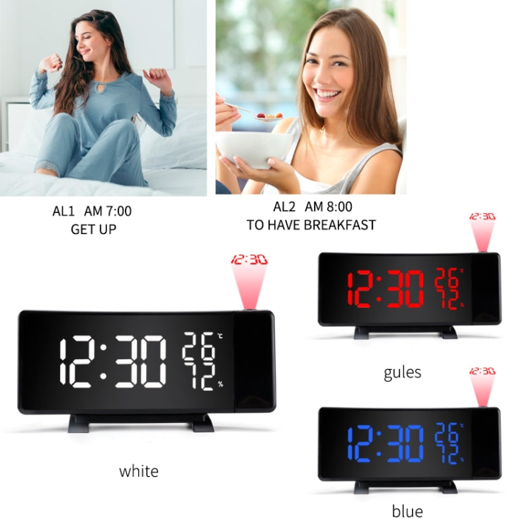 Three-color Projection Radio Alarm Clock USB Digital Alarm Clock Thermometer & Hygrometer - HoMEdemic™ 