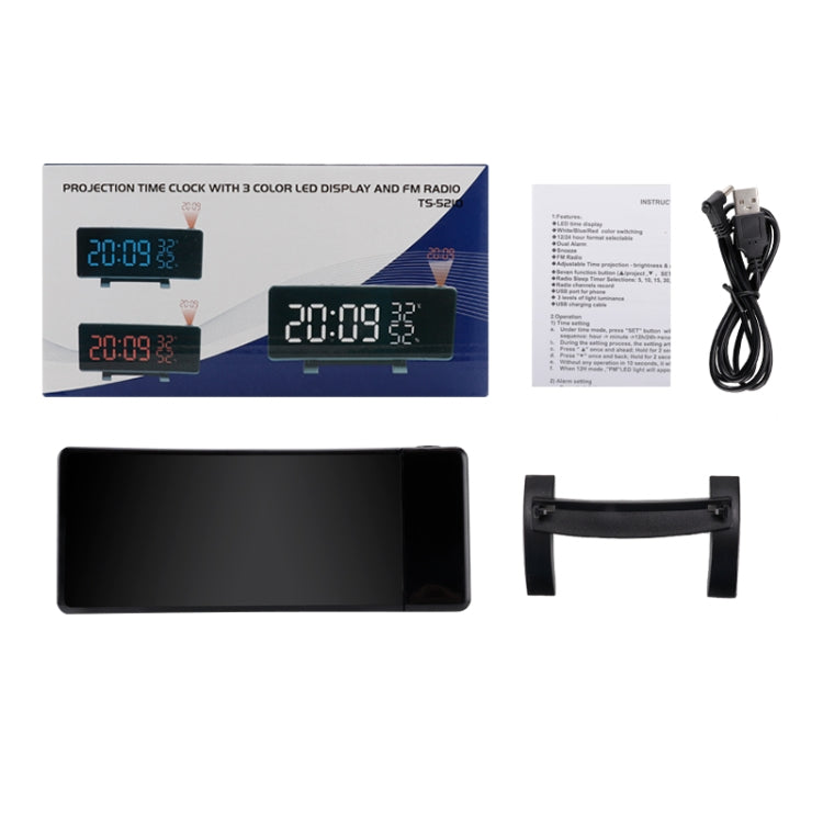 Three-color Projection Radio Alarm Clock USB Digital Alarm Clock Thermometer & Hygrometer - HoMEdemic™ 