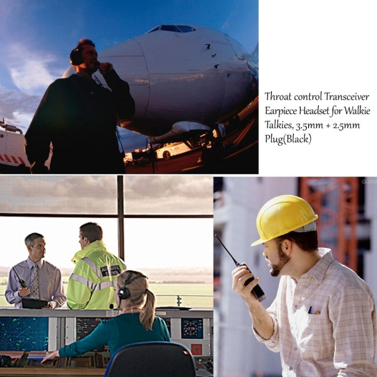Throat control Transceiver Earpiece Headset for Walkie Talkies, 3.5mm + 2.5mm Plug - HoMEdemic™ 