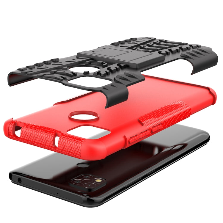 Tire Texture Shockproof TPU + PC Protective Case with Holder, For Xiaomi Redmi 9C, For OPPO Realme C15 - HoMEdemic™ 