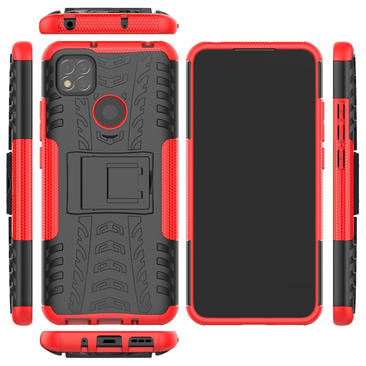 Tire Texture Shockproof TPU + PC Protective Case with Holder, For Xiaomi Redmi 9C - HoMEdemic™ 