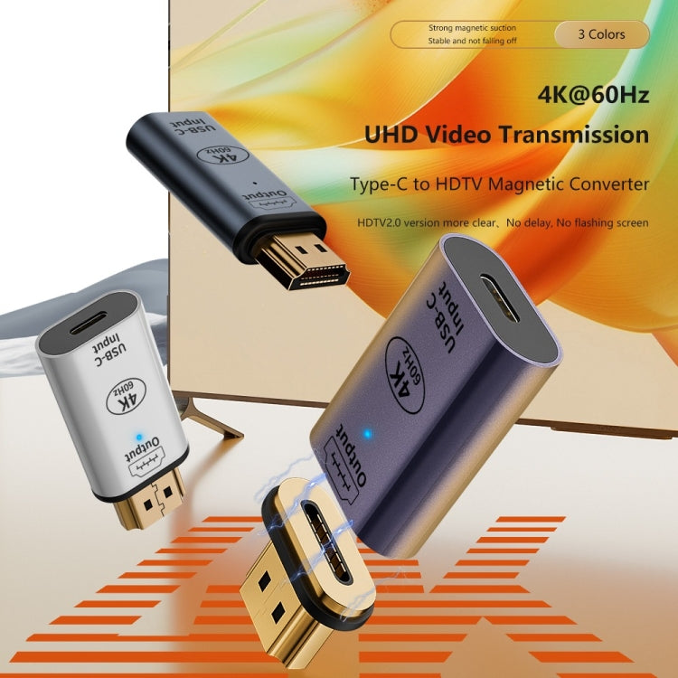 Type-C Female to HDMI 2.0 Male Converter Adapter 4K 60Hz HD Magnetic Plug(Silver) - HoMEdemic™ 