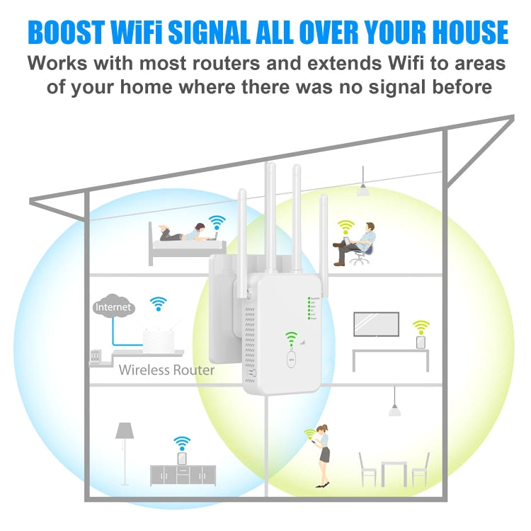 U10 1200Mbps Signal Booster WiFi Extender WiFi Antenna Dual Band 5G Wireless Signal Repeater(US Plug) - HoMEdemic™ 