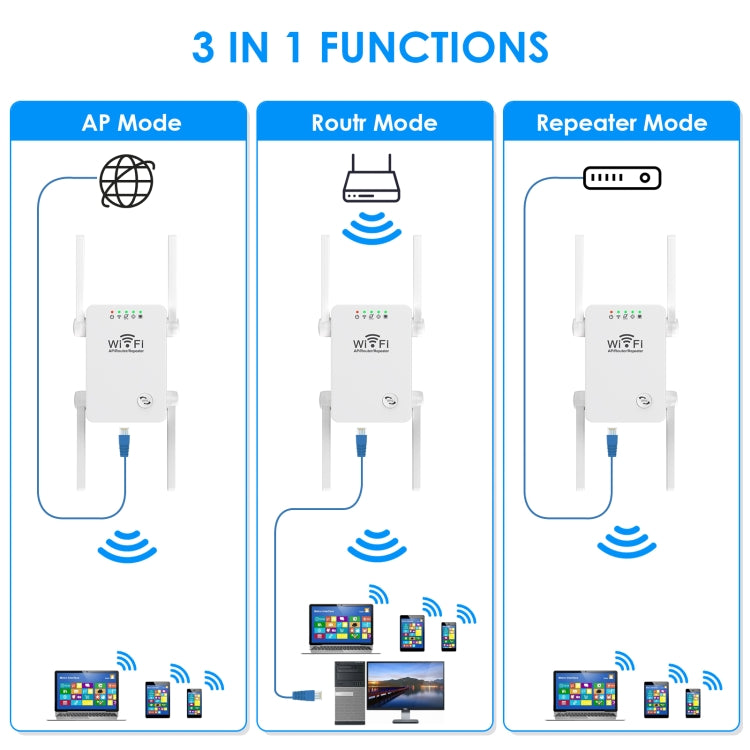 U8 300Mbps Wireless WiFi Repeater Extender Router Wi-Fi Signal Amplifier WiFi Booster(US Plug) - HoMEdemic™ 