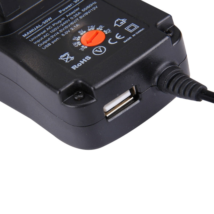 UK Plug Universal 30W Power Wall Plug-in Adapter with 5V 2.1A USB Port, Tips: 8 PCS, Cable Length: About 1.2m, UK Plug - HoMEdemic™ 