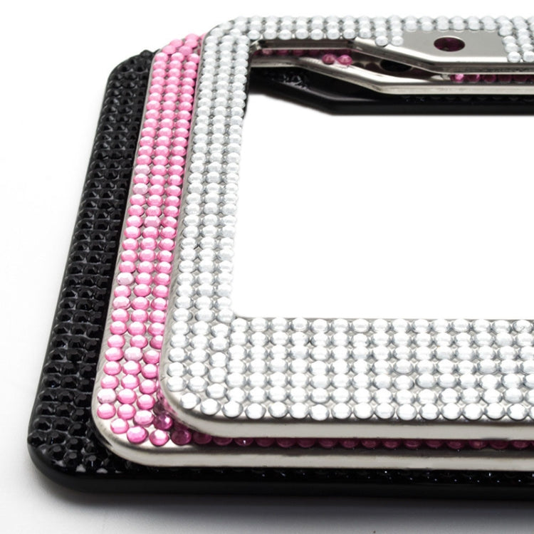 US Standard Stainless Steel License Plate Modified Frame With Diamonds, Color: Round Hole Pink Diamond - HoMEdemic™ 