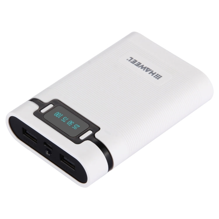 [US Warehouse] HAWEEL DIY 4 x 18650 Battery (Not Included) 10000mAh Power Bank Shell Box with 2 x USB Output & Display for iPhone, Galaxy, Sony, HTC, Google, Huawei, Xiaomi, Lenovo and other Smartphones(White) - HoMEdemic™ 