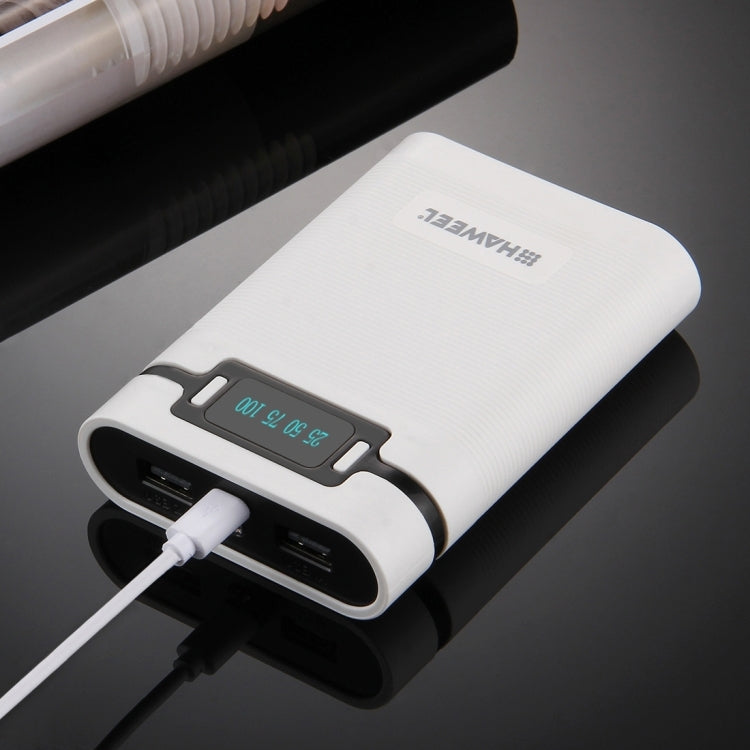 [US Warehouse] HAWEEL DIY 4 x 18650 Battery (Not Included) 10000mAh Power Bank Shell Box with 2 x USB Output & Display for iPhone, Galaxy, Sony, HTC, Google, Huawei, Xiaomi, Lenovo and other Smartphones(White) - HoMEdemic™ 