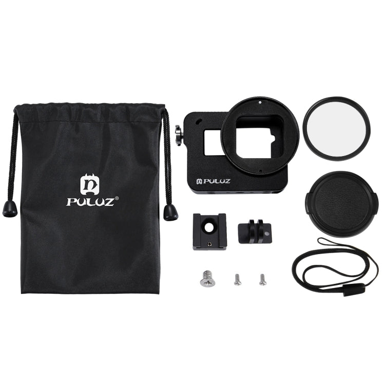 [US Warehouse] PULUZ Housing Shell CNC Aluminum Alloy Protective Cage with Insurance Frame & 52mm UV Lens for GoPro HERO(2018) /7 Black /6 /5(Black) - HoMEdemic™ 