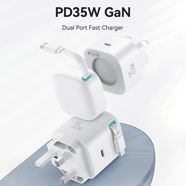 USAMS US-CC204 SMF Series PD35W Dual Type-C Port GaN Fast Charger, UK Plug(Black) - HoMEdemic™ 