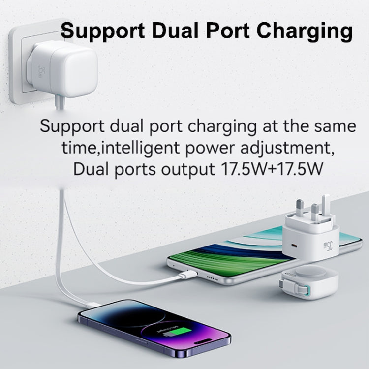 USAMS US-CC204 SMF Series PD35W Dual Type-C Port GaN Fast Charger, UK Plug(Black) - HoMEdemic™ 