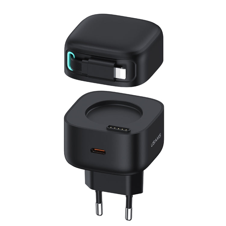 USAMS US-CC209 SMF Series PD35W 8 Pin + Type-C Dual Port GaN Fast Charger, EU Plug(Black) - HoMEdemic™ 