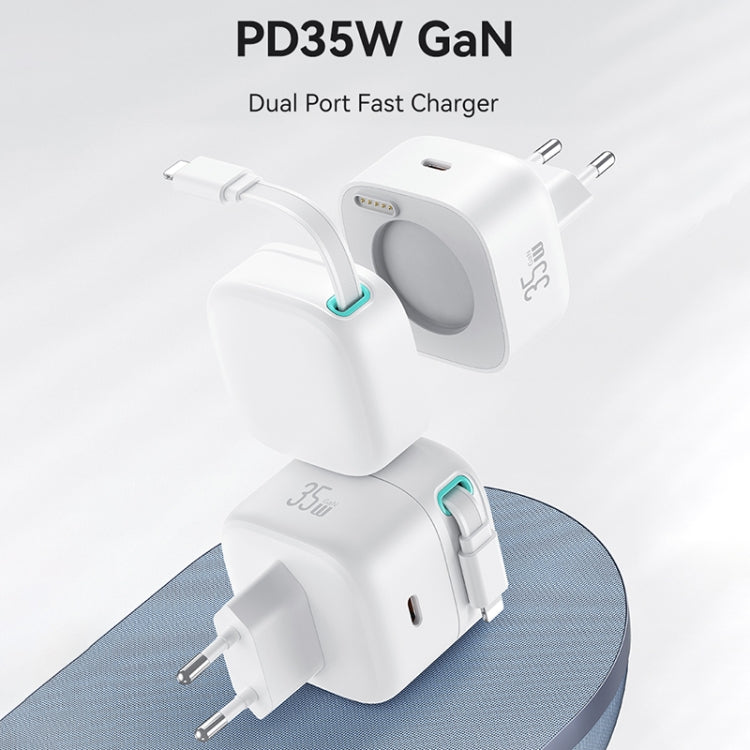 USAMS US-CC209 SMF Series PD35W 8 Pin + Type-C Dual Port GaN Fast Charger, EU Plug(Black) - HoMEdemic™ 