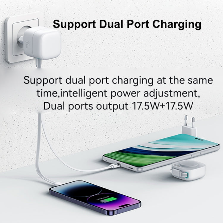 USAMS US-CC209 SMF Series PD35W 8 Pin + Type-C Dual Port GaN Fast Charger, EU Plug(Black) - HoMEdemic™ 