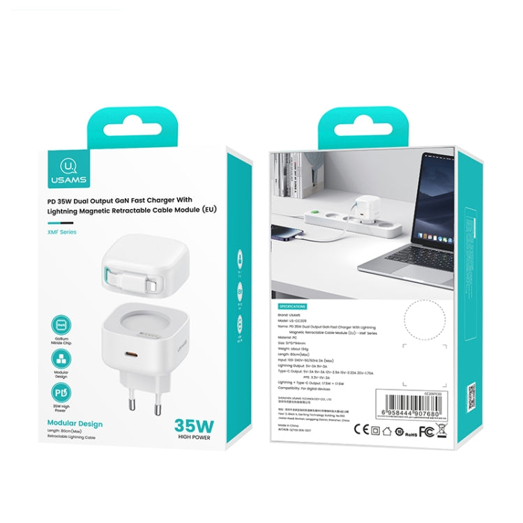 USAMS US-CC209 SMF Series PD35W 8 Pin + Type-C Dual Port GaN Fast Charger, EU Plug(Black) - HoMEdemic™ 