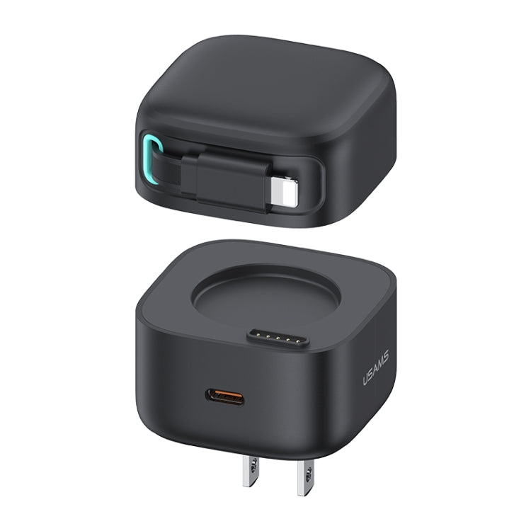USAMS US-CC210 SMF Series PD35W 8 Pin + Type-C Dual Port GaN Fast Charger, US Plug(Black) - HoMEdemic™ 