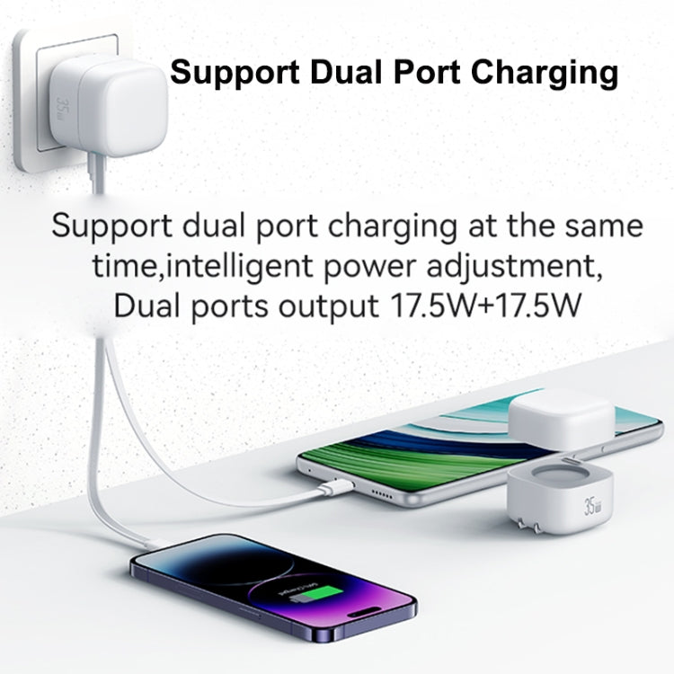 USAMS US-CC210 SMF Series PD35W 8 Pin + Type-C Dual Port GaN Fast Charger, US Plug(Black) - HoMEdemic™ 