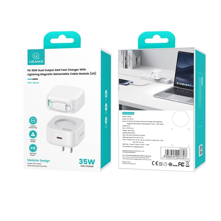 USAMS US-CC210 SMF Series PD35W 8 Pin + Type-C Dual Port GaN Fast Charger, US Plug(Black) - HoMEdemic™ 