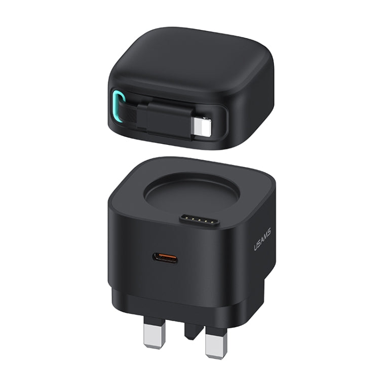 USAMS US-CC211 SMF Series PD35W 8 Pin + Type-C Dual Port GaN Fast Charger, UK Plug(Black) - HoMEdemic™ 