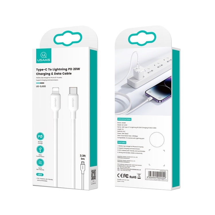 USAMS US-SJ610 U84 PD20W USB-C / Type-C to 8 Pin Charging Data Cable, Cable Length:1m(White) - HoMEdemic™ 