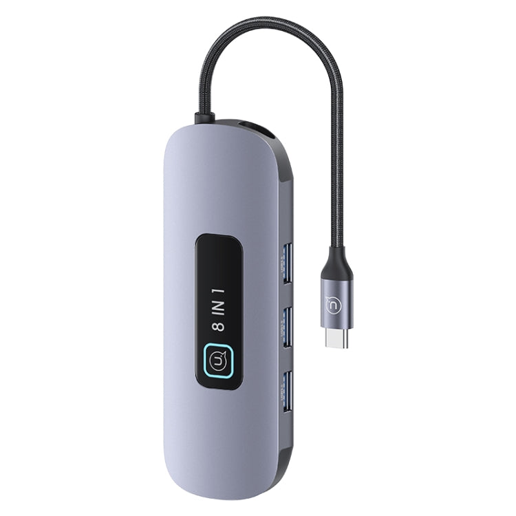 USAMS US-SJ643 PD100W 8 in 1 Aluminum Alloy Multifunctional Type-C HUB with Light(Metal Grey) - HoMEdemic™ 