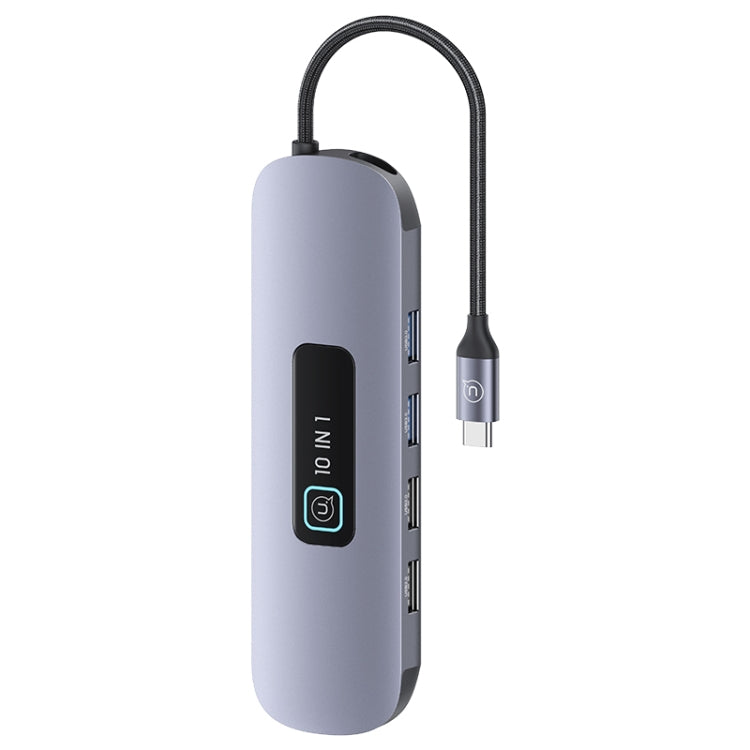 USAMS US-SJ644 PD100W 10 in 1 Aluminum Alloy Multifunctional Type-C HUB with Light(Metal Grey) - HoMEdemic™ 