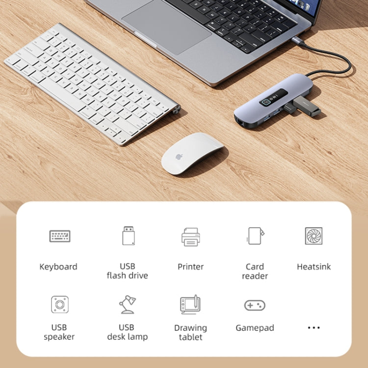 USAMS US-SJ644 PD100W 10 in 1 Aluminum Alloy Multifunctional Type-C HUB with Light(Metal Grey) - HoMEdemic™ 
