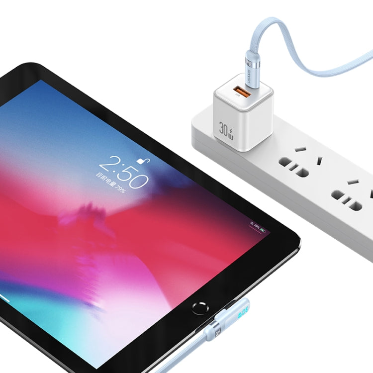 USAMS US-SJ652 PD 30W USB-C/Type-C to 8 Pin Aluminum Alloy Digital Display Fast Charging Elbow Data Cable, Length: 1.2m(Beige) - HoMEdemic™ 