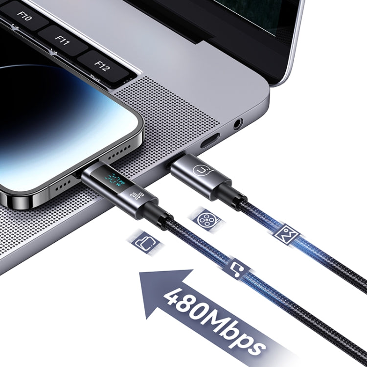 USAMS US-SJ672 Type-C To 8 Pin 30W Fast Charge Digital Display Data Cable, Length: 1.2m(Black) - HoMEdemic™ 