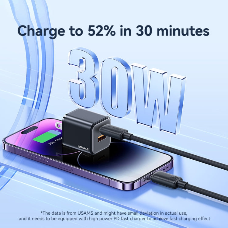 USAMS US-SJ692 USB-C / Type-C to 8 Pin 30W Striped Fast Charge Data Cable, Length:1m(Black) - HoMEdemic™ 