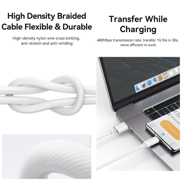USAMS USB To Type-C 6A Aluminum Alloy Clear LED Fast Charge Data Cable, Length: 1.2m(Black) - HoMEdemic™ 