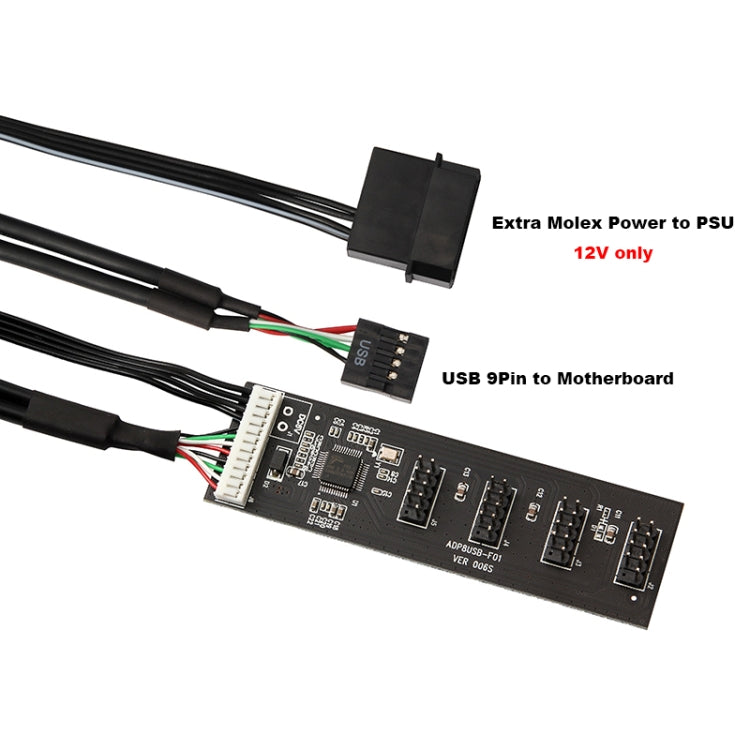 USB 2.0 9pin To 4 9pin Hub Internal Motherboard Header With 4pin Powered - HoMEdemic™ 