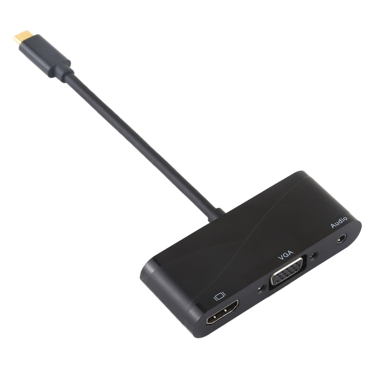 USB 2.0 + Audio Port + VGA + HDMI to USB-C / Type-C HUB Adapter, Black, White - HoMEdemic™ 