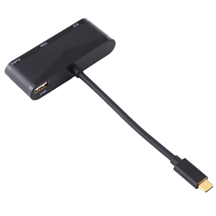 USB 2.0 + Audio Port + VGA + HDMI to USB-C / Type-C HUB Adapter, Black, White - HoMEdemic™ 