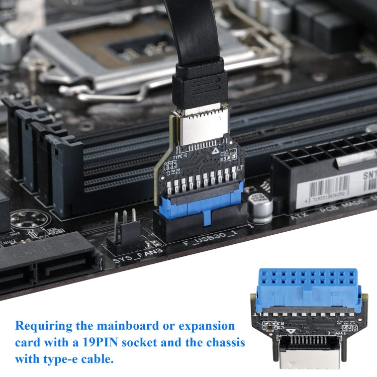 USB 3.0 19PIN Header to Type-E Front A-Key Interface Extend USB Ports to PC, Spec: Up-high - HoMEdemic™ 