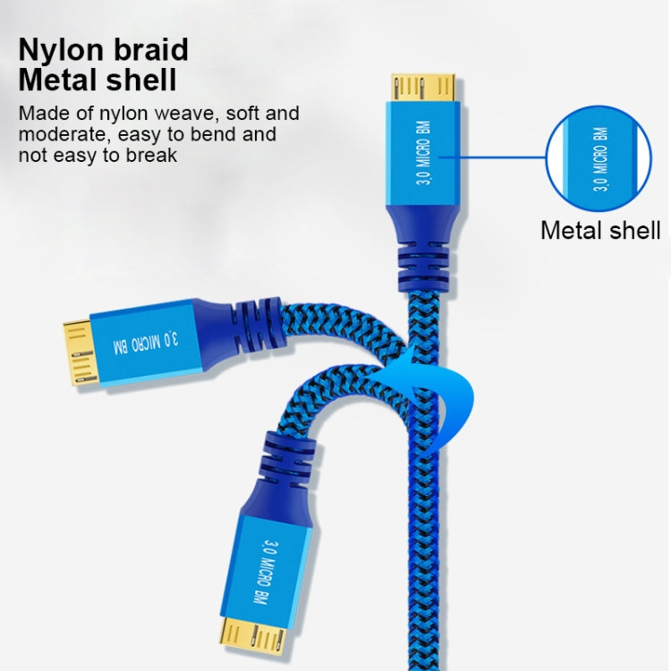 USB 3.0 Male To Micro USB 3.0 Male Braided Cable, Length:0.6m(Blue) - HoMEdemic™ 
