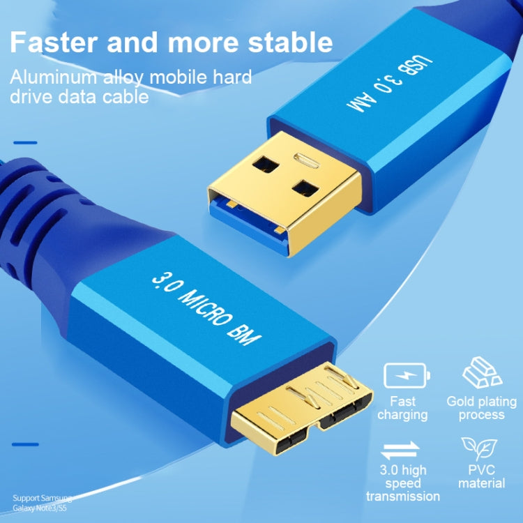 USB 3.0 Male To Micro USB 3.0 Male Braided Cable, Length:0.6m(Blue) - HoMEdemic™ 