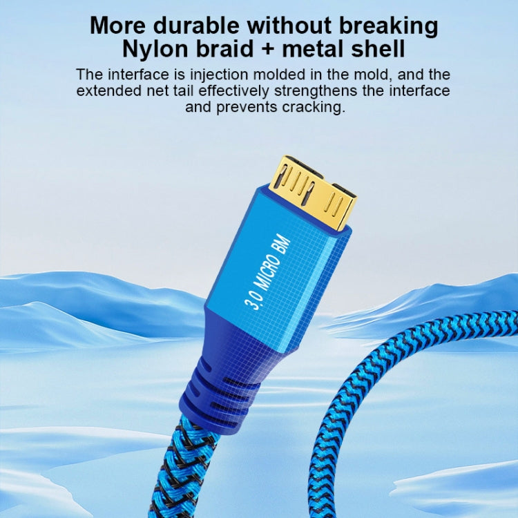 USB 3.0 Male To Micro USB 3.0 Male Braided Cable, Length:0.6m(Blue) - HoMEdemic™ 