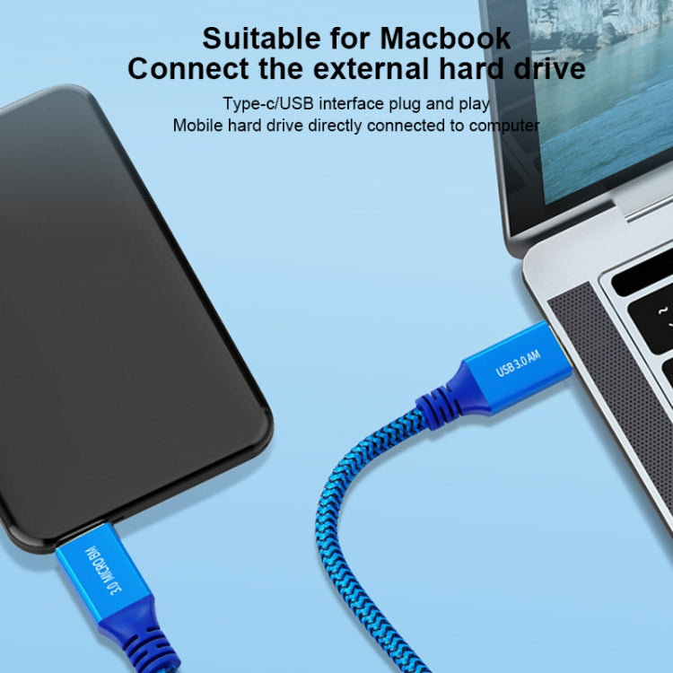 USB 3.0 Male To Micro USB 3.0 Male Braided Cable, Length:0.6m(Blue) - HoMEdemic™ 