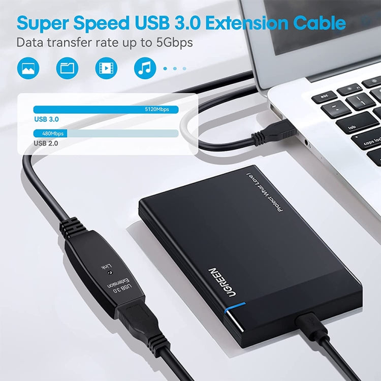 USB 3.0 Male to Female Data Sync Super Speed Extension Cable, Length:10m - HoMEdemic™ 