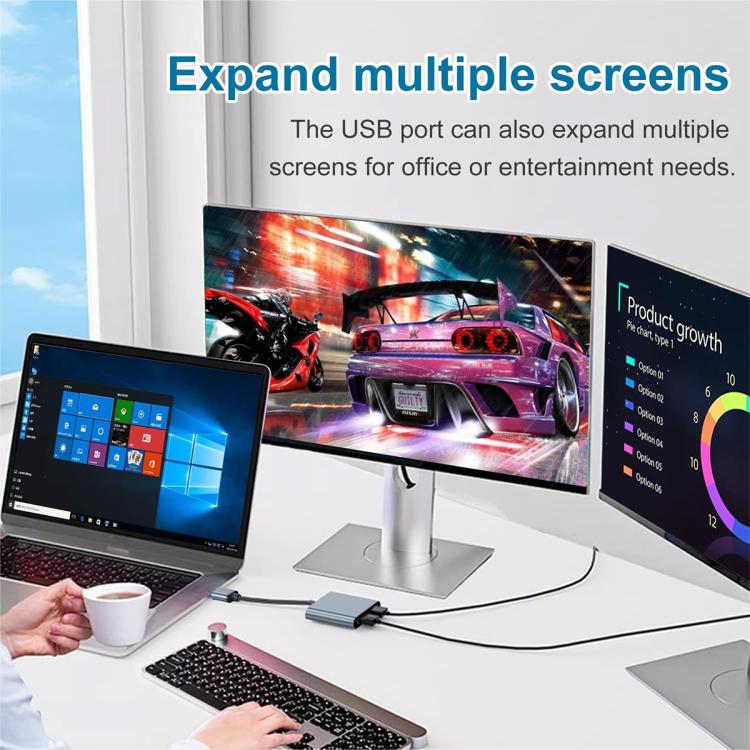 USB 3.0 To Dual HDMI, USB, USB-C / Type-C High Definition Converter 4K USB Same Screen Extender(Grey) - HoMEdemic™ 
