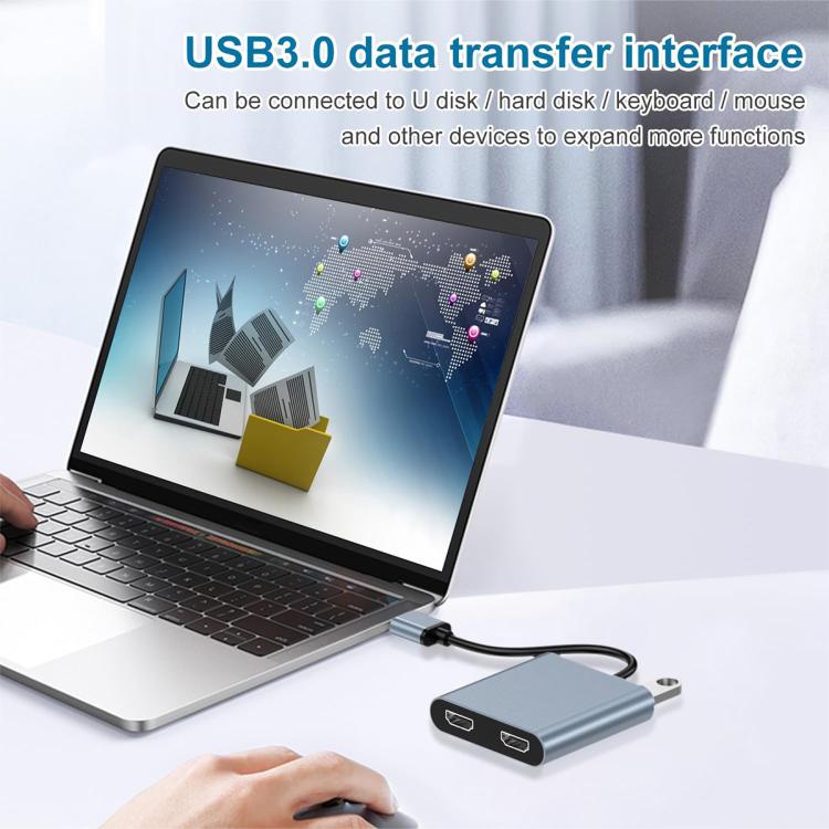 USB 3.0 To Dual HDMI, USB, USB-C / Type-C High Definition Converter 4K USB Same Screen Extender(Grey) - HoMEdemic™ 