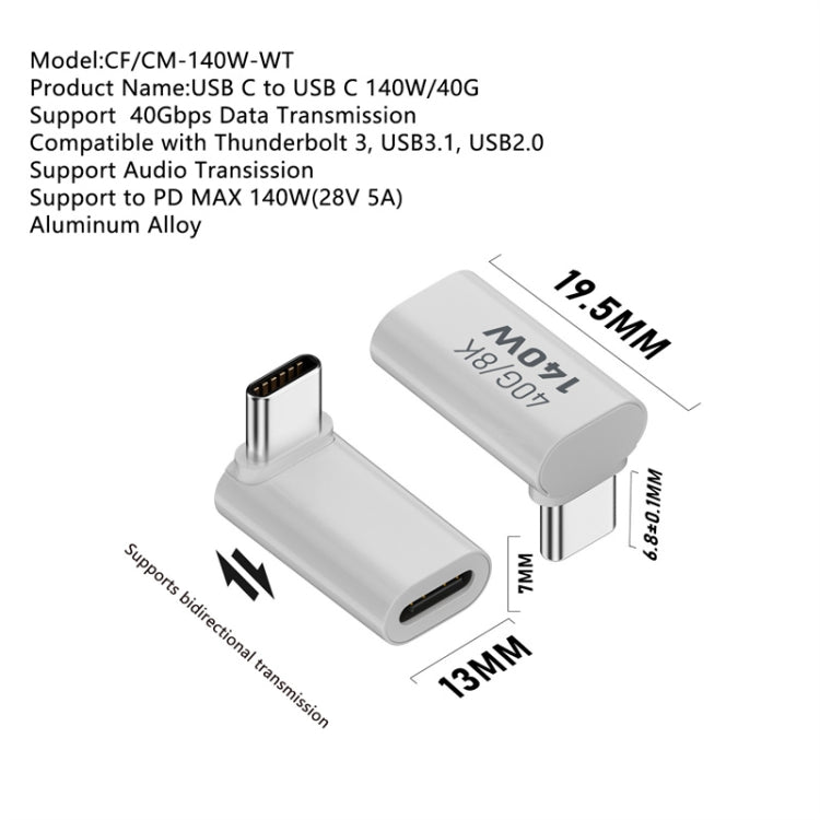 USB 3.1 Type-C to Type-C 40Gbps 8K Transmission Adapter 140W 5A Charge, Specification:Type-C Female to Female - HoMEdemic™ 