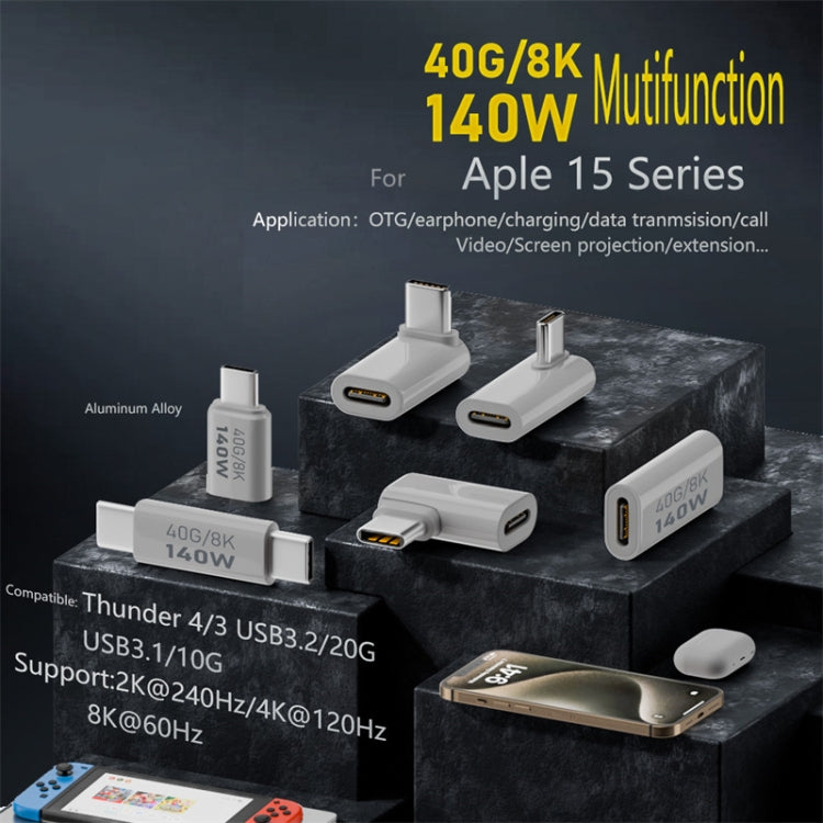 USB 3.1 Type-C to Type-C 40Gbps 8K Transmission Adapter 140W 5A Charge, Specification:Type-C Male to Female Side Bend - HoMEdemic™ 