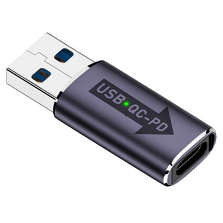 USB-A  Male QC3.1 to Type-C Female PD 10Gbps Converter Adapter, Model:Grey with Indicator Light - HoMEdemic™ 